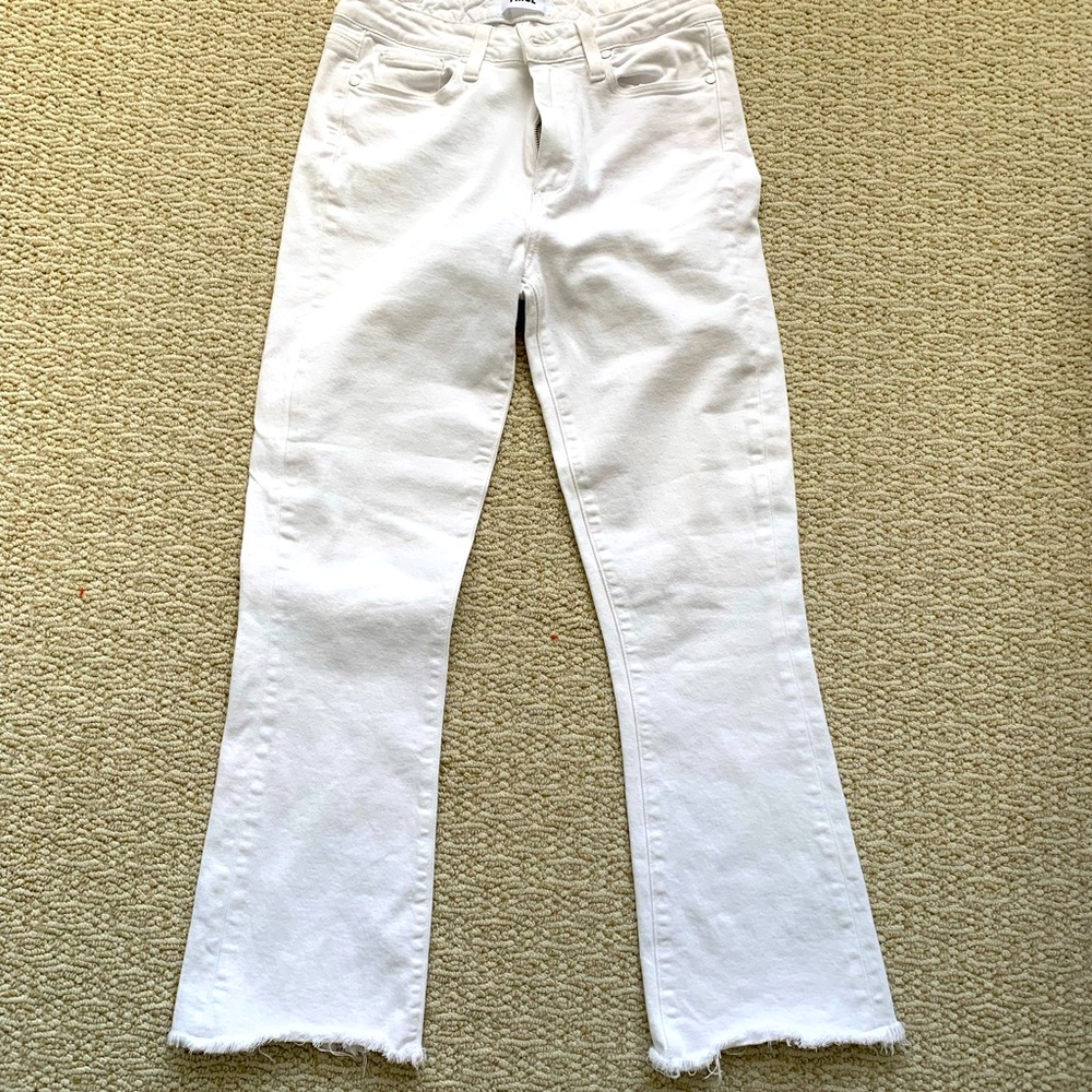 Paige Colette Cropped Flare White Jeans